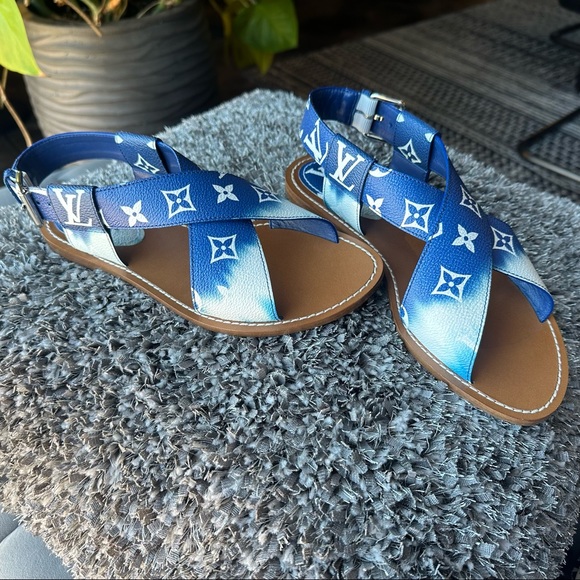 Louis Vuitton 38 Blue Escale Palma Flat Sandals - Picture 7 of 13